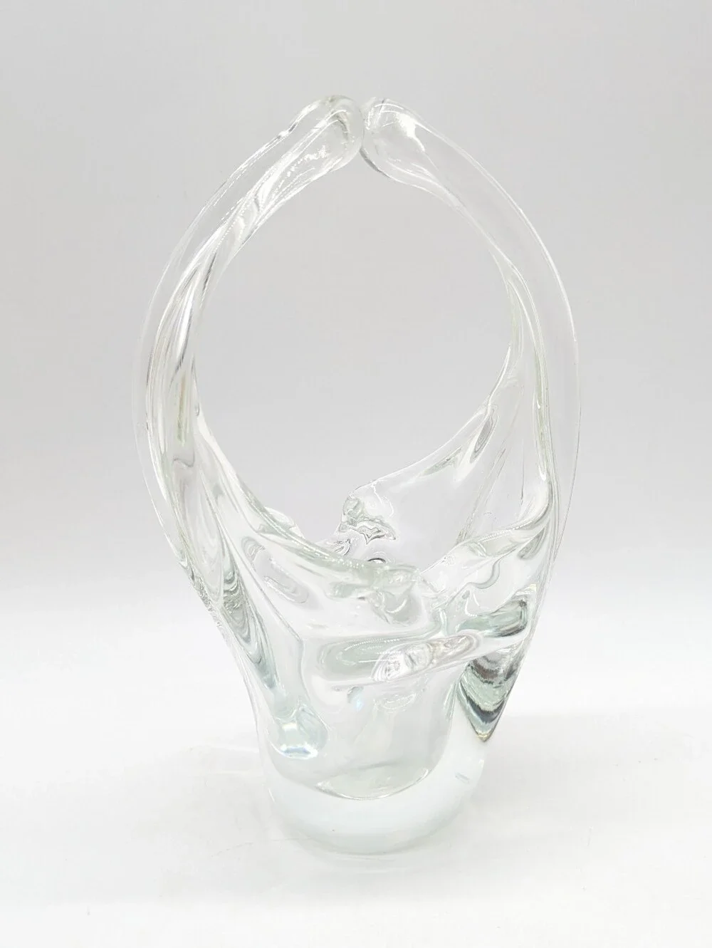Vintage Clear Glass Art Basket Decor